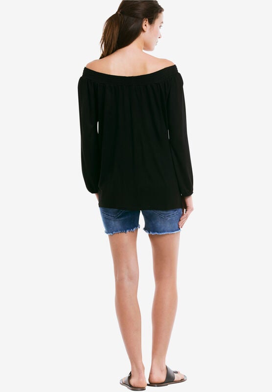 ellos Womens Plus Size Zip Pocket Stretch Denim Shorts